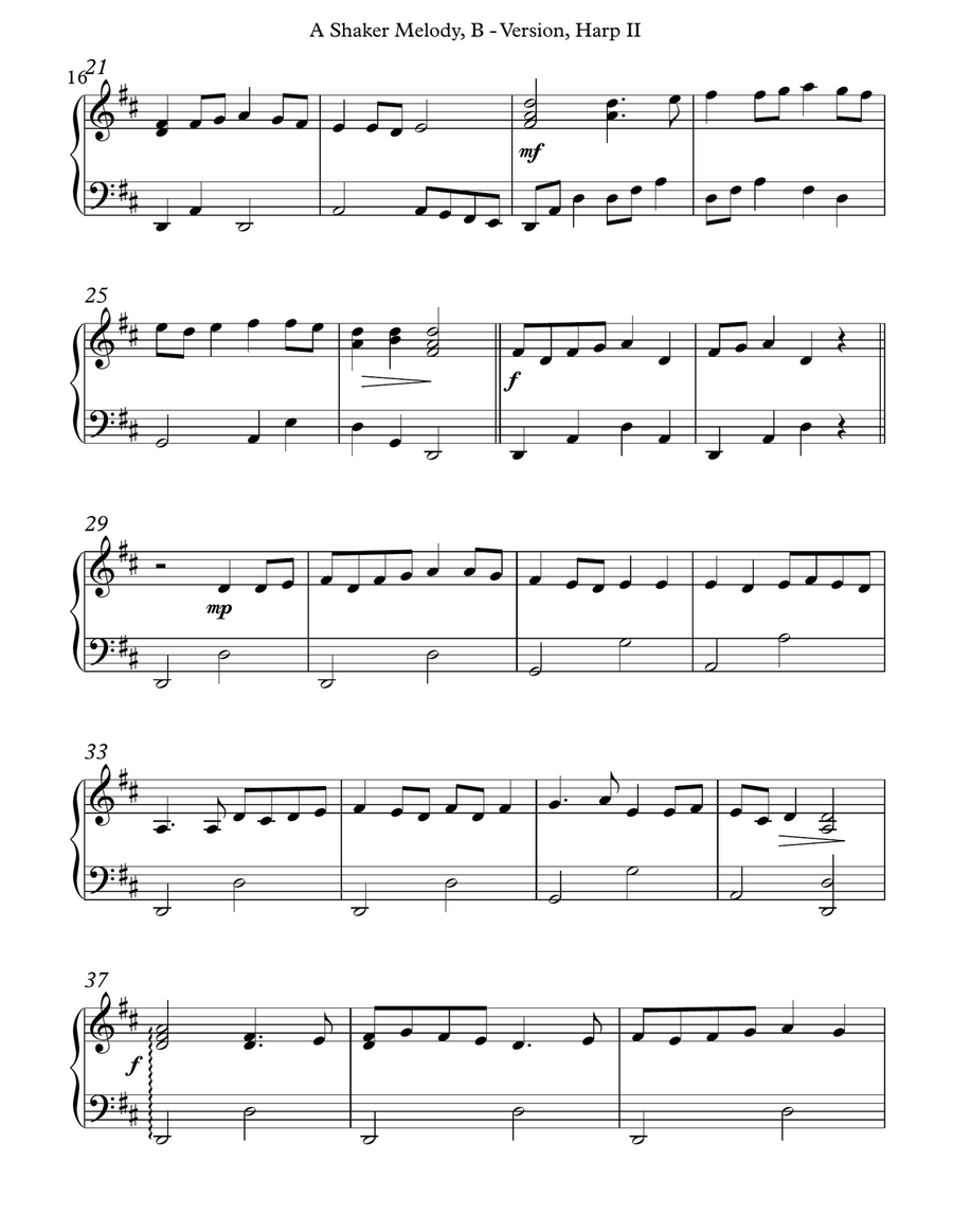 A Shaker Melody, B Version, Harp II Celtic Harp - Digital Sheet Music page 3