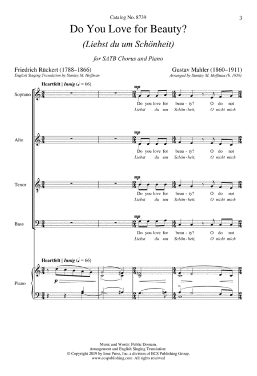 Do You Love for Beauty? (Liebst du um Schönheit) 4-Part scores gallery preview page 2