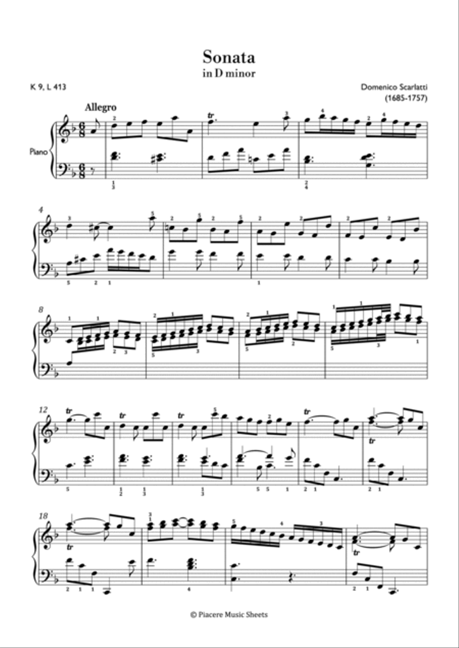 Scarlatti - Keyboard Sonata in D minor - Advanced Piano Method scores gallery preview page 2