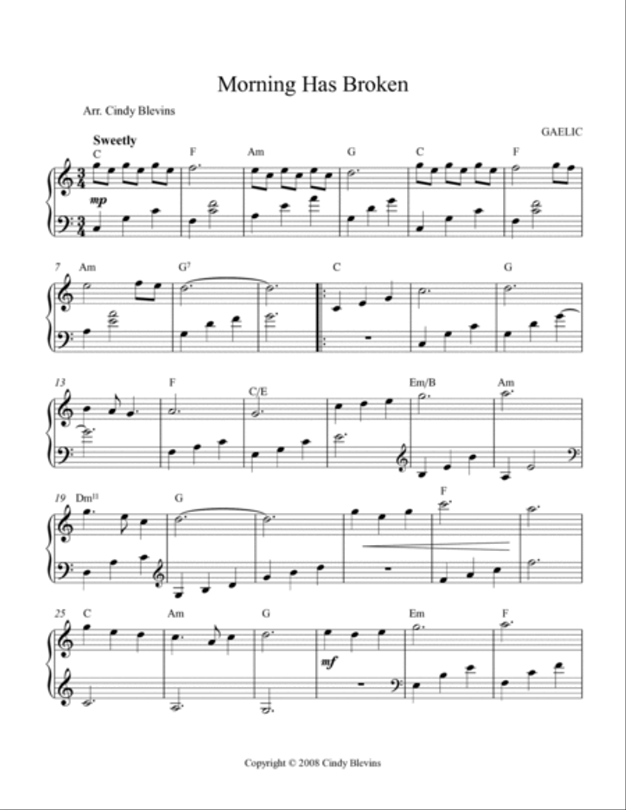 Morning Has Broken, for Lap Harp Solo Lap Harp scores gallery preview page 2