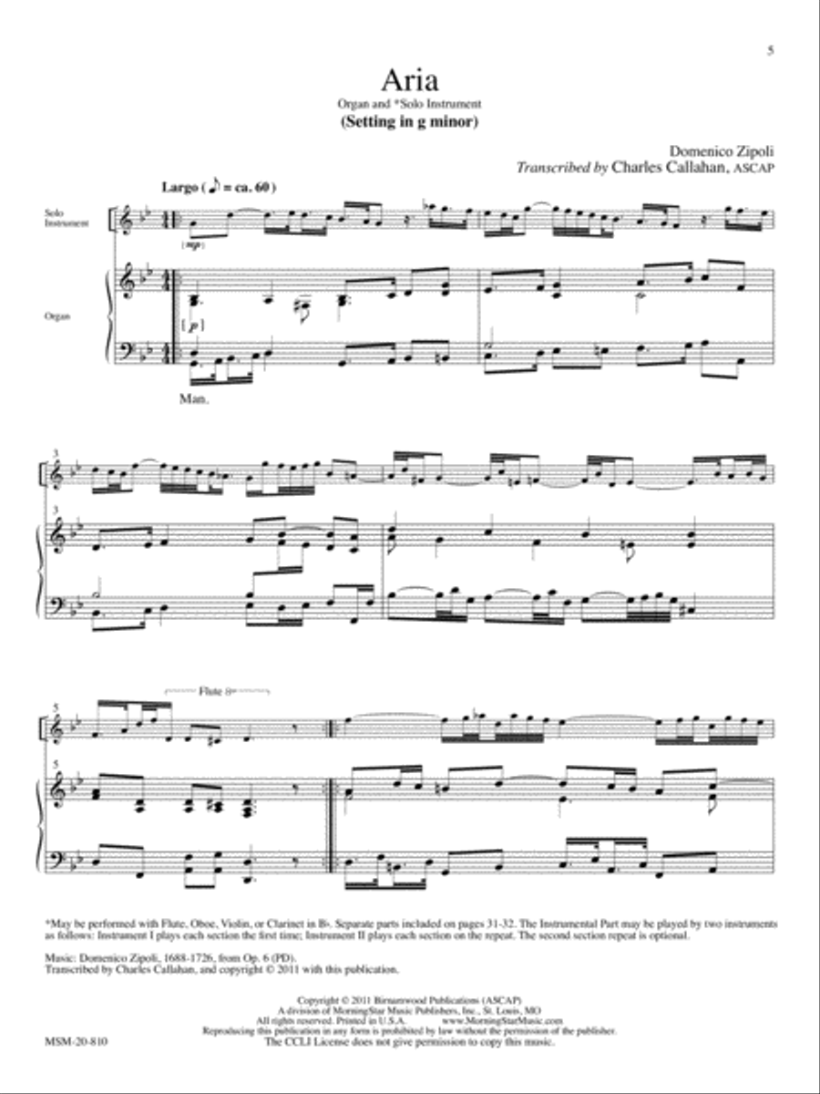 Aria (in G minor) Organ scores gallery preview page 1