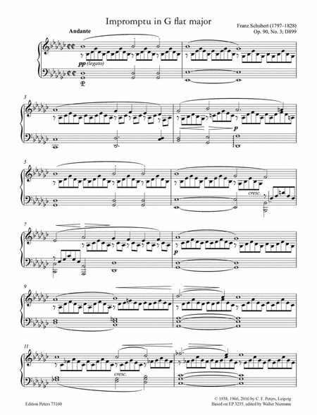 Impromptu in G flat D899 (Op. 90) No. 3 for Piano