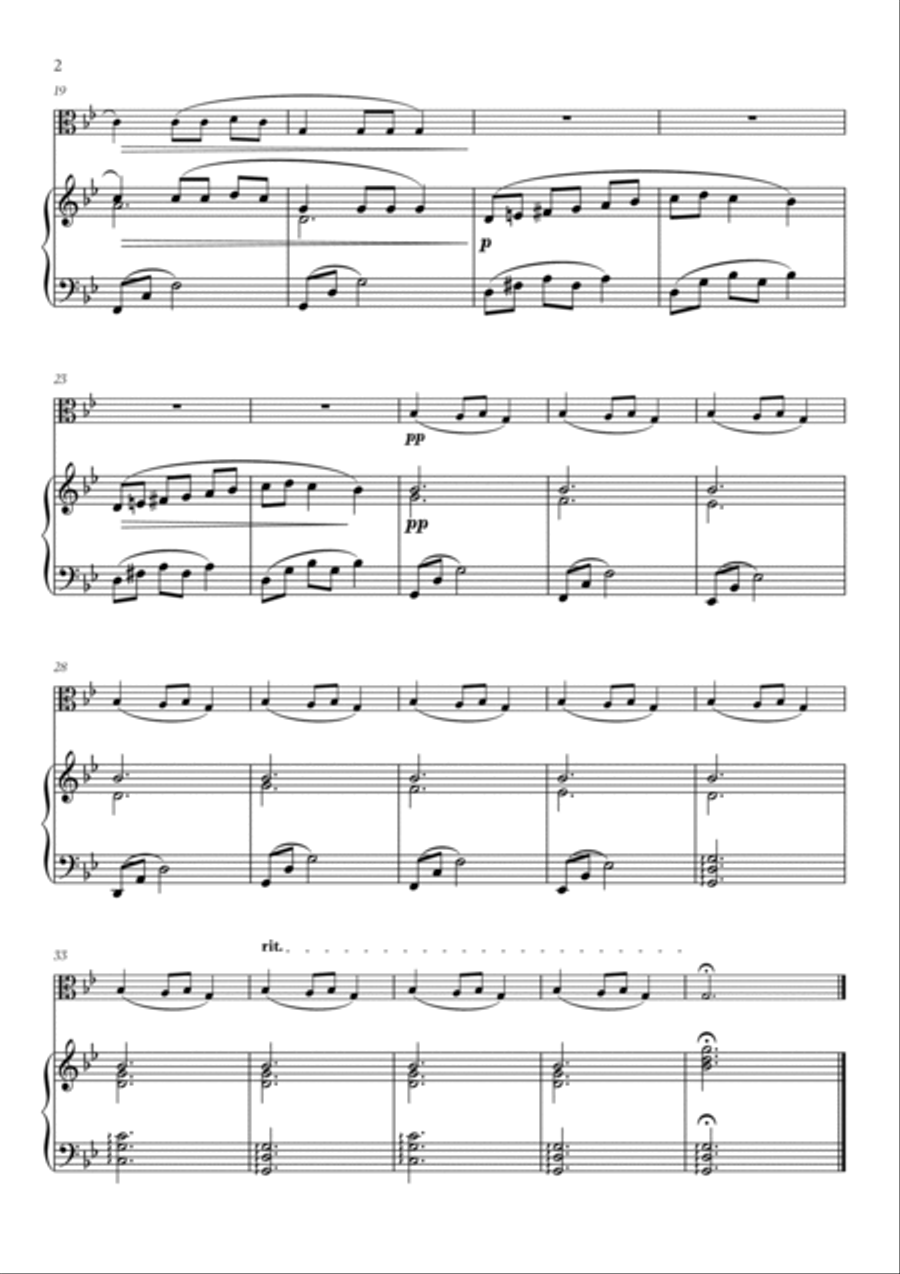 Carol of the Bells (Very Easy/Beginner) (for Viola and Piano) Piano scores gallery preview page 2