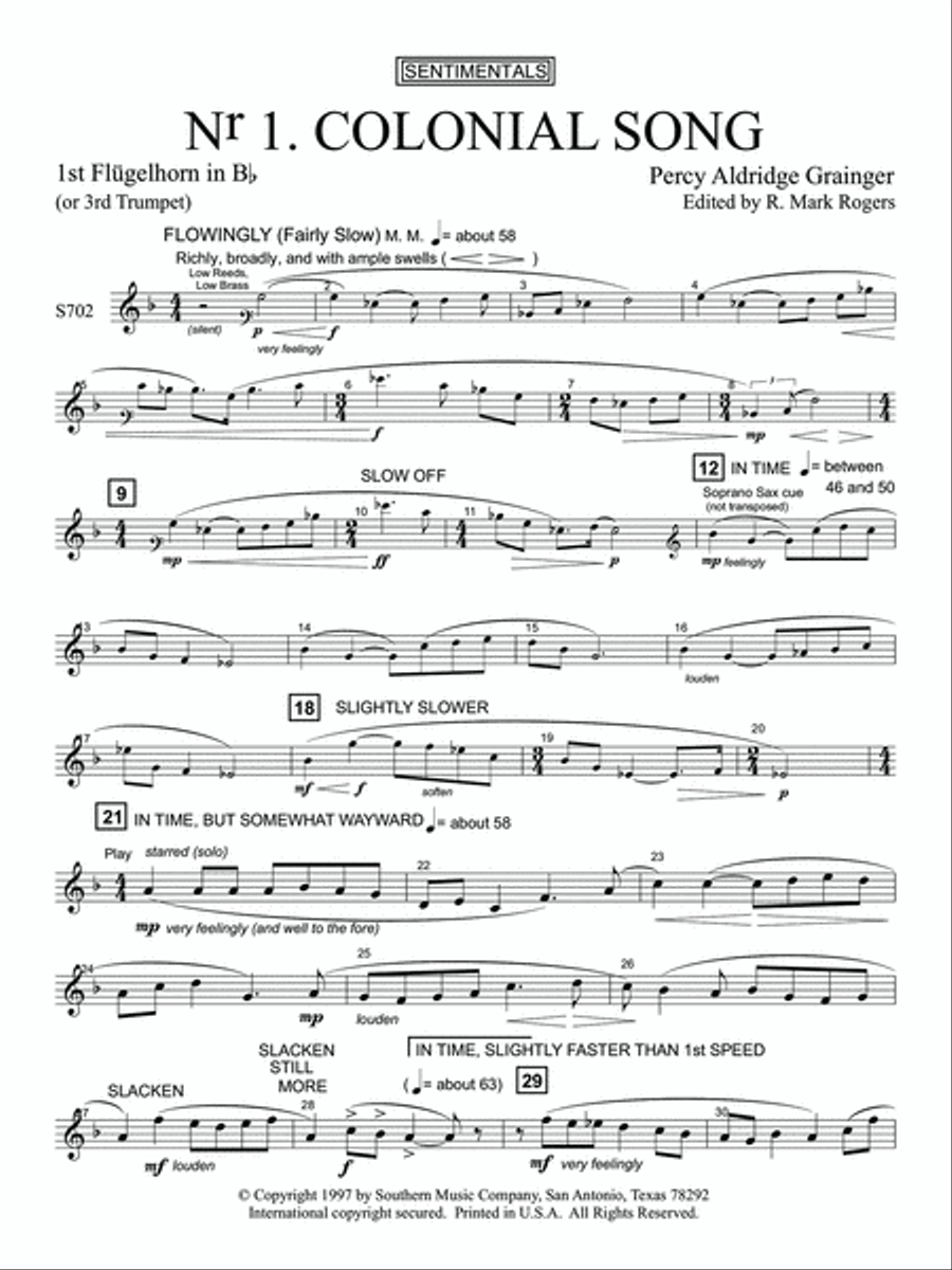 Colonial Song - Flugelhorn 1 Concert Band scores gallery preview page 2
