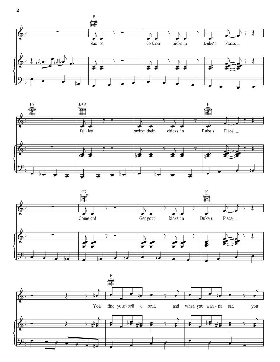 Duke's Place Piano, Vocal, Guitar scores gallery preview page 2