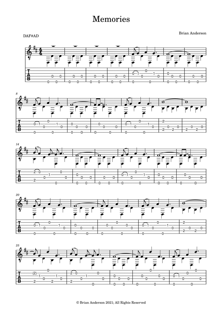 Memories Acoustic Guitar scores gallery preview page 1