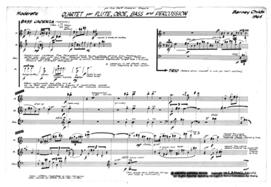 [Childs] Quartet for Flute, Oboe, Double Bass, and Percussion