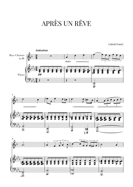 Fauré - Après un Rêve (for Bass Clarinet and Piano) image number null
