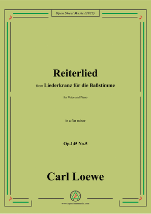 Book cover for Loewe-Reiterlied,Op.145 No.5,in a flat minor