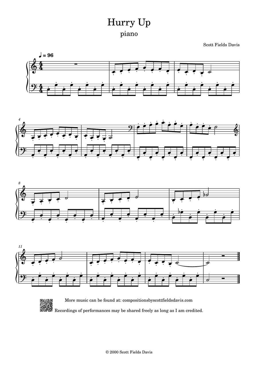 Hurry Up Easy Piano scores gallery preview page 1