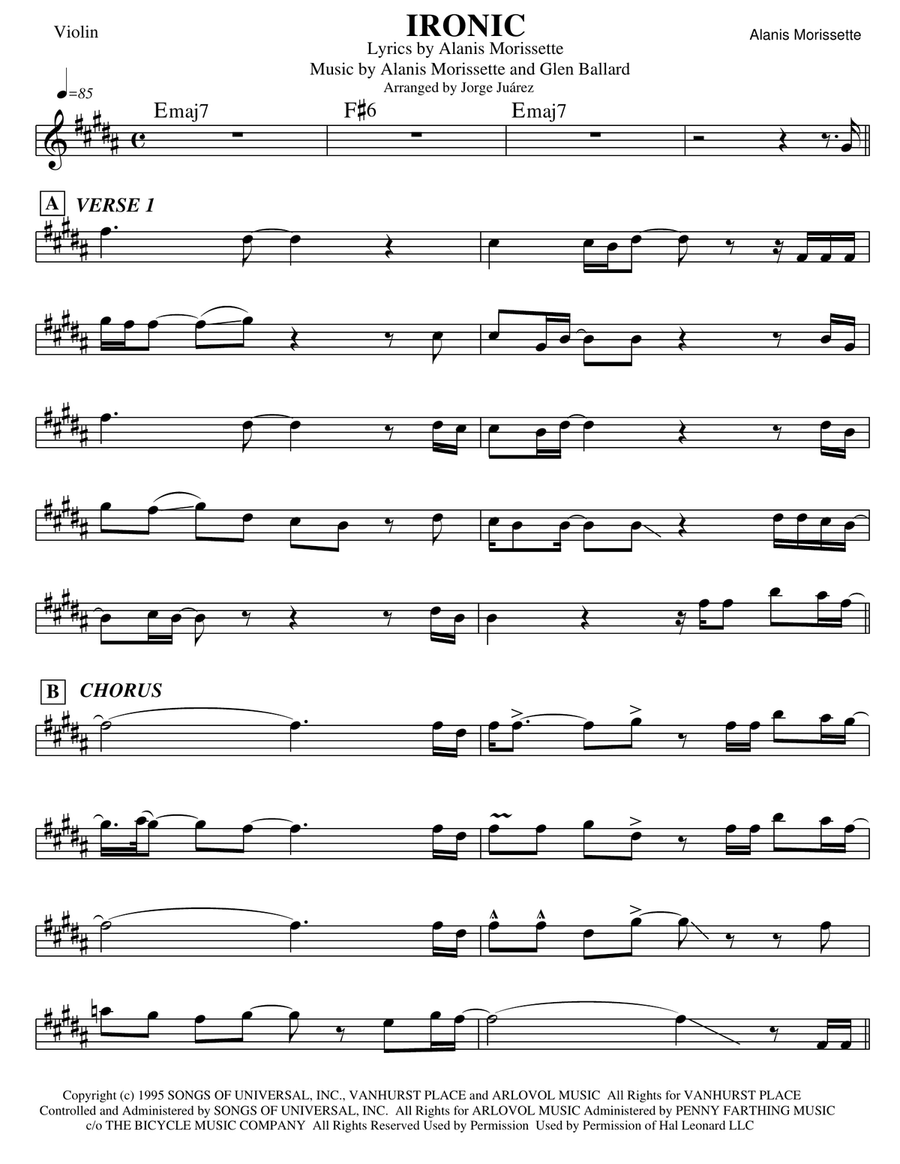 Ironic Violin Solo scores gallery preview page 1