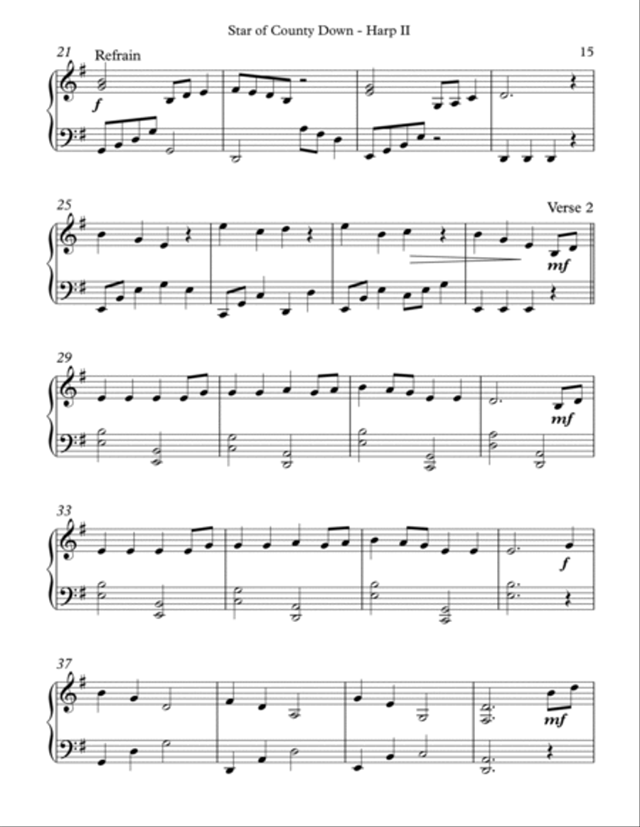 Star of the County Down, Harp II Celtic Harp scores gallery preview page 3