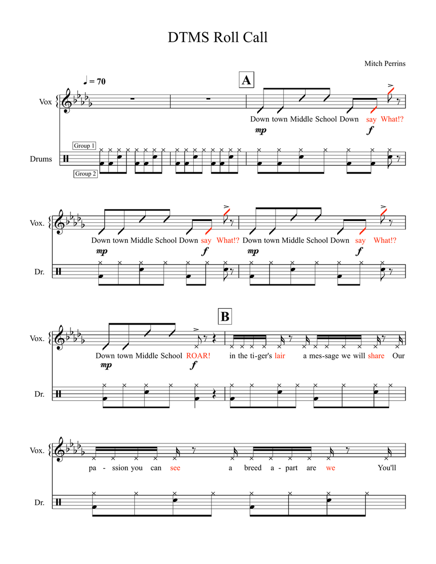 DTMS Roll Call DTMS Roll Call A Cappella scores gallery preview page 1