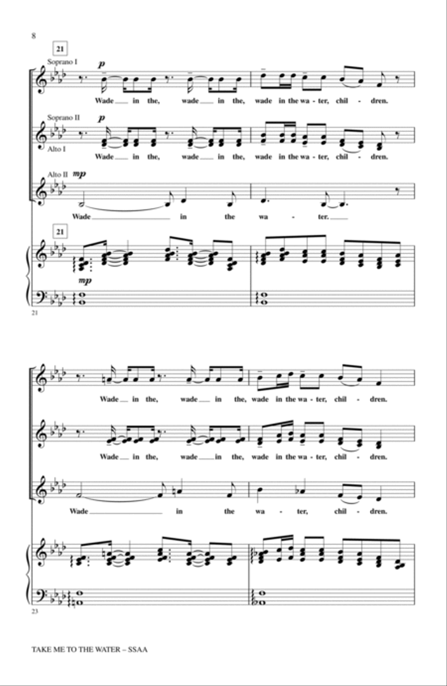 Take Me To The Water Take Me To The Water SSA scores gallery preview page 6