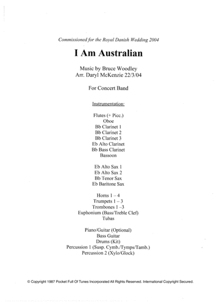 I Am Australian - Instrumental - Concert Band (Wind Symphony)