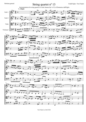 String quartet nº13 (arrangement of Domenico dall'Oglio violin sonata Op.1 nº12)