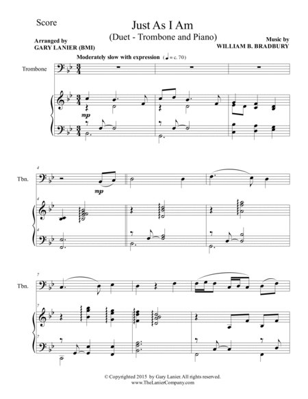 Gary Lanier: 3 HYMNS of COMMITMENT (Duets for Trombone & Piano) image number null