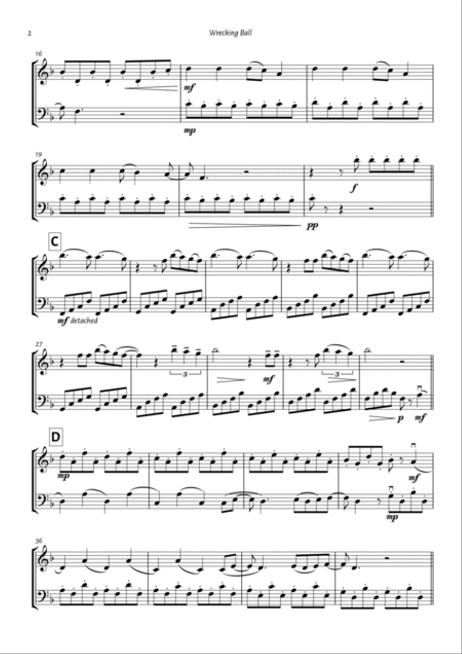 Wrecking Ball String Duet scores gallery preview page 2