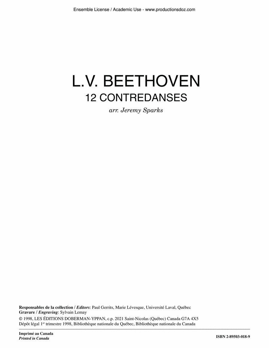 Douze contredanses Guitar Ensemble scores gallery preview page 1