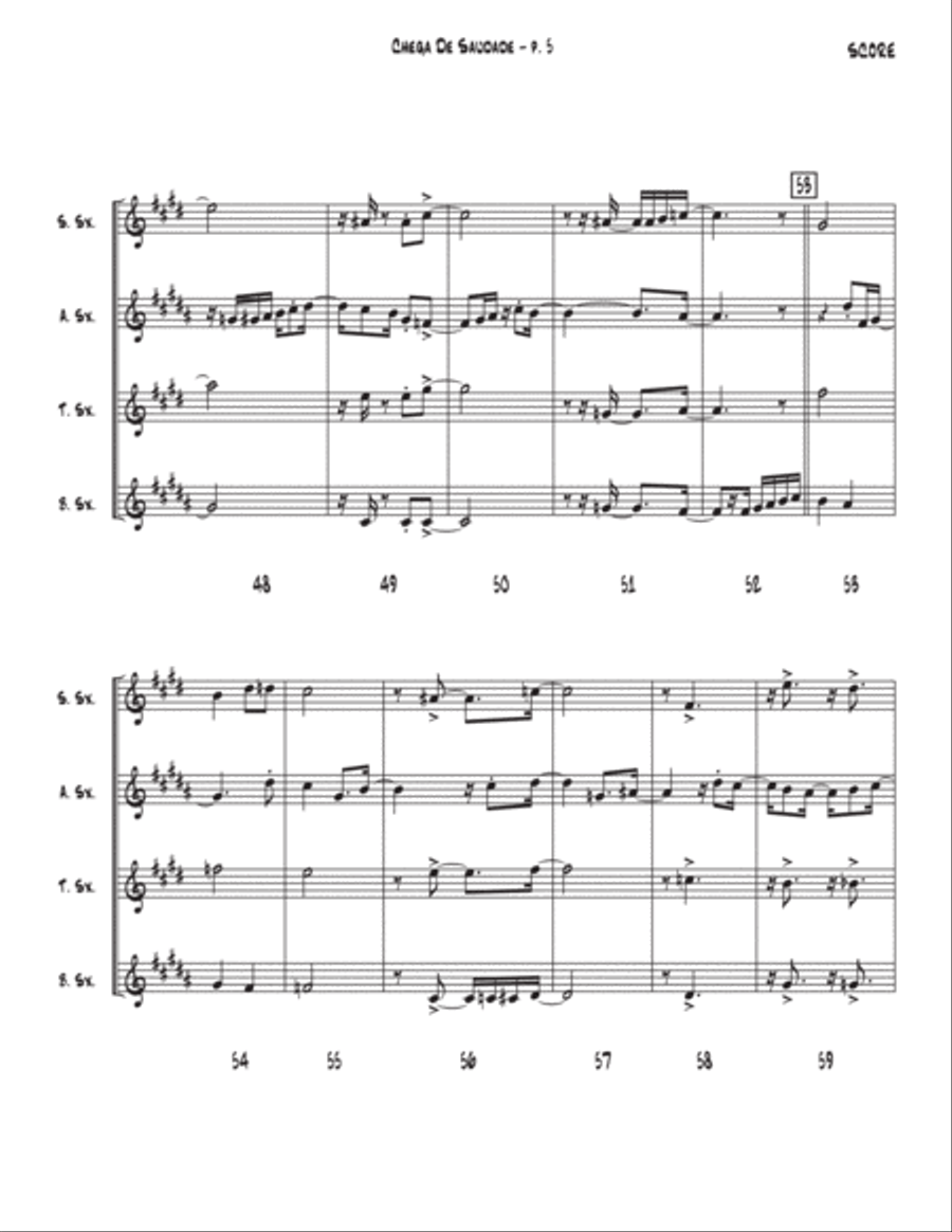 Chega De Saudade (no More Blues) Chega De Saudade (no More Blues) Saxophone Quartet scores gallery preview page 5