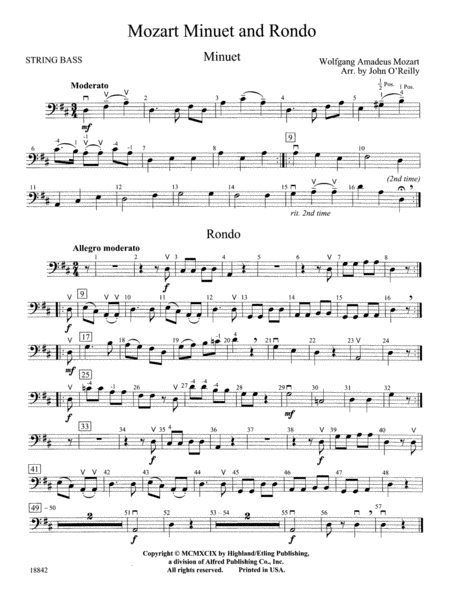Mozart Minuet & Rondo: String Bass