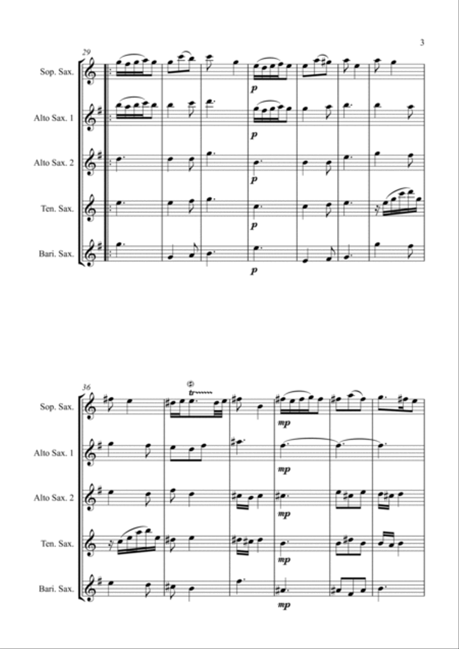 Trio Sonata Op. 2 No. 8 4th Movement - for Saxophone Quintet Trio Sonata Op. 2 No. 8 4th Movement - for Saxophone Quintet Saxophone Quintet scores gallery preview page 3
