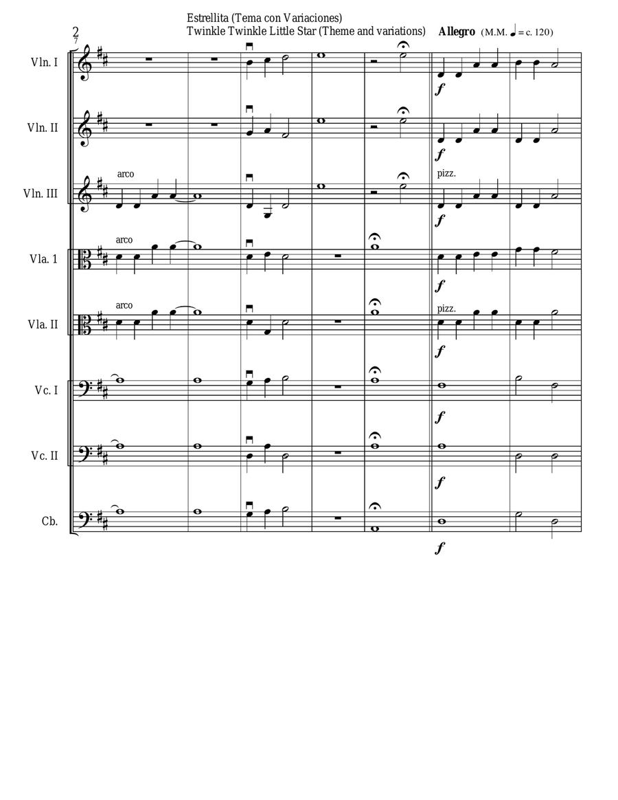Twinkle Twinkle Little Star (Theme and Variations) For String Orchestra String Orchestra scores gallery preview page 2