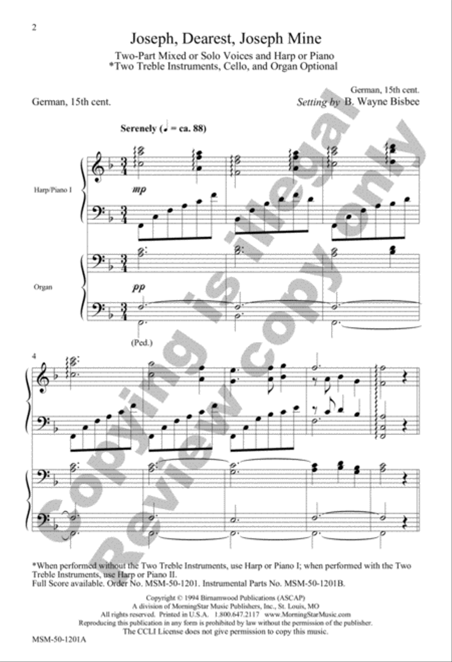 Joseph, Dearest, Joseph Mine 3-Part scores gallery preview page 2