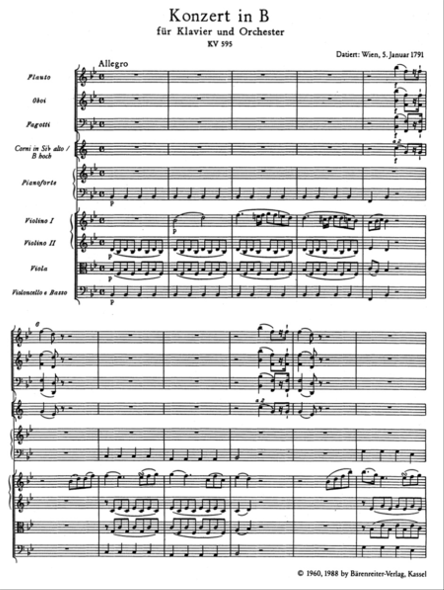 Concerto for Piano and Orchestra, No. 27 B flat major, KV 595 Orchestra scores gallery preview page 2