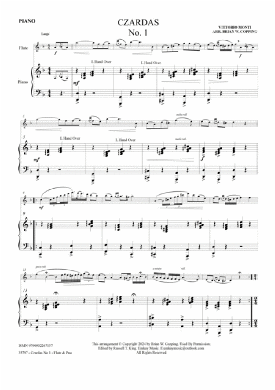 CZARDAS No1 – FLUTE & PIANO Flute Solo scores gallery preview page 2