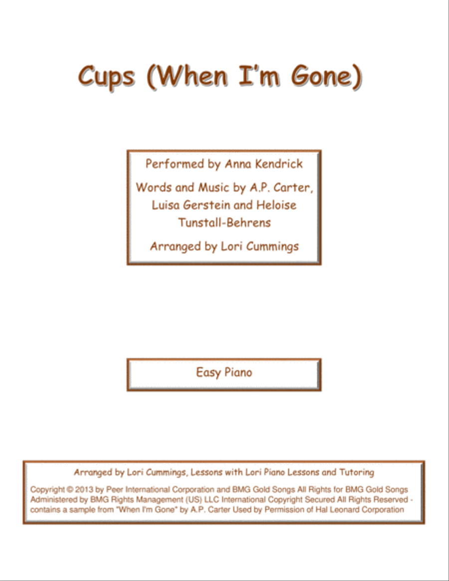 Cups (When I'm Gone) Cups (When I'm Gone) Piano Method scores gallery preview page 1