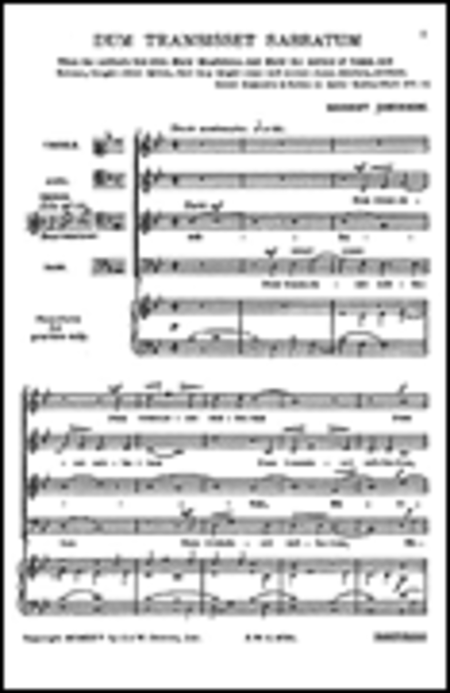 Robert Johnson: Dum Transisset Sabbatum 4-Part scores gallery preview page 1