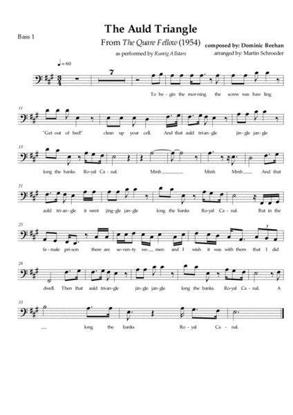 The Auld Triangle (Dominic Beehan) (TTBB) - Arrangement for men's choir (Runrig Allstars)