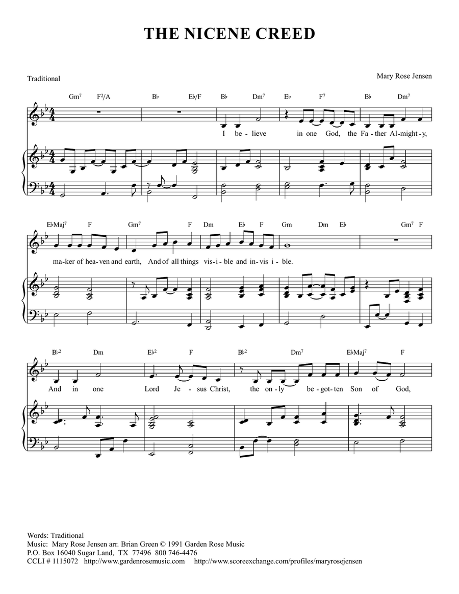 The Nicene Creed Choir scores gallery preview page 1