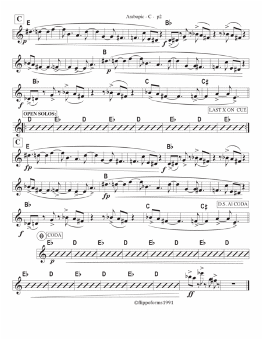 ARABOPIC - The Globaljazz Series - Upbeat Middle Eastern Groove - includes leads in C, Bb and Eb Jazz Ensemble scores gallery preview page 3