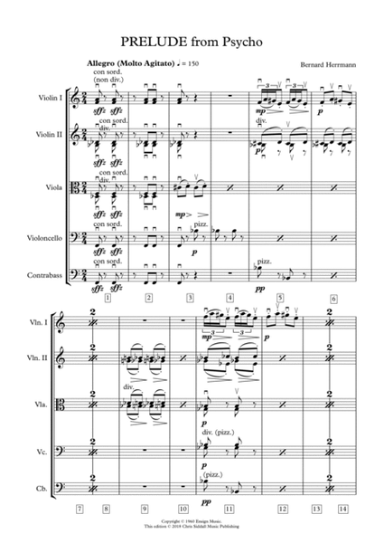 Psycho (prelude) by Bernard Herrmann Set of Parts - Digital Sheet Music