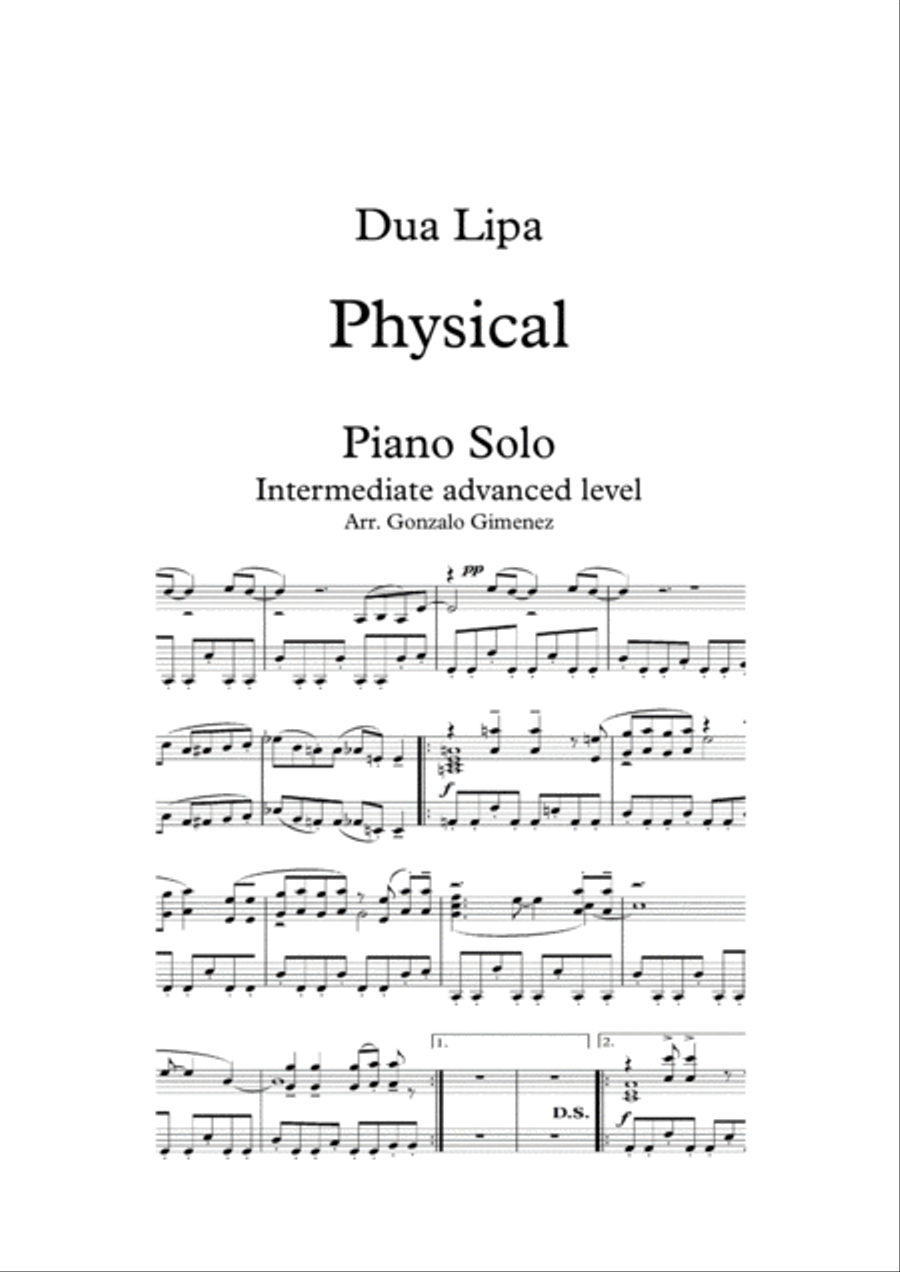 Physical Piano Solo scores gallery preview page 1