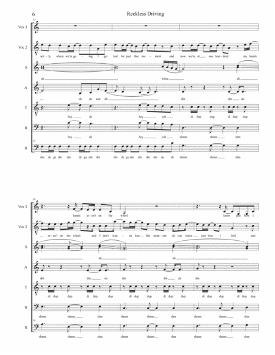 Reckless Driving Feat. Ben Kessler 4-Part scores gallery preview page 6
