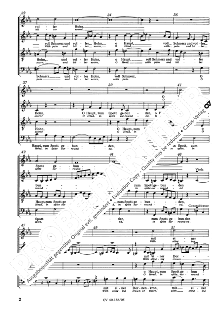 O sacred head, sore wounded (O Haupt voll Blut und Wunden) 4-Part scores gallery preview page 3