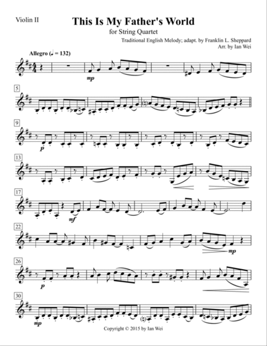 This Is My Father's World for String Quartet String Quartet scores gallery preview page 4