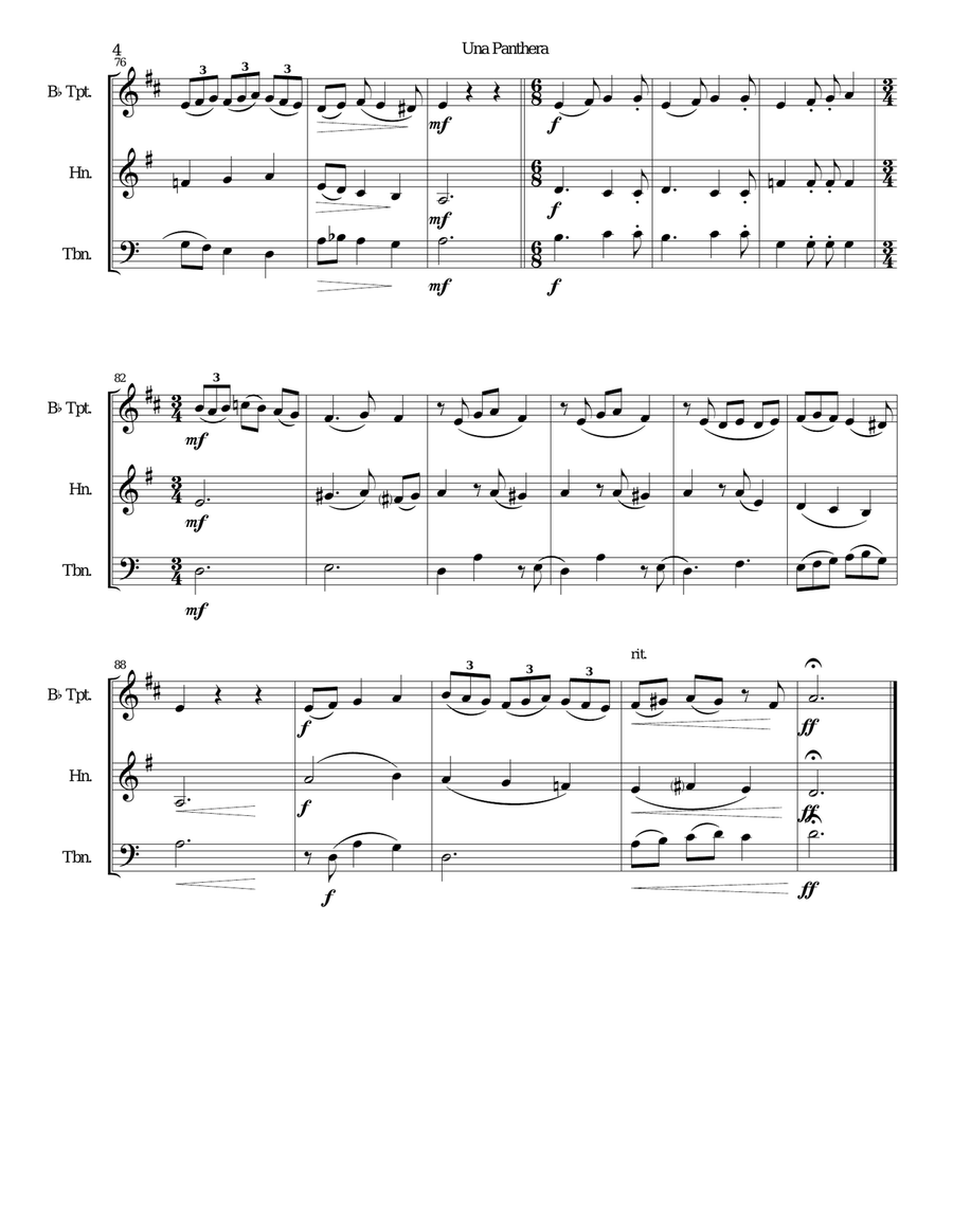 Una panthera in compagnia de Marte (A Panther in company of Mars) arranged for brass trio Brass Trio scores gallery preview page 4