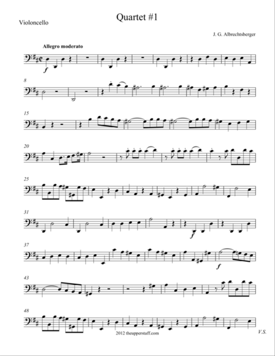 Quartet #1 in D Major String Quartet scores gallery preview page 1