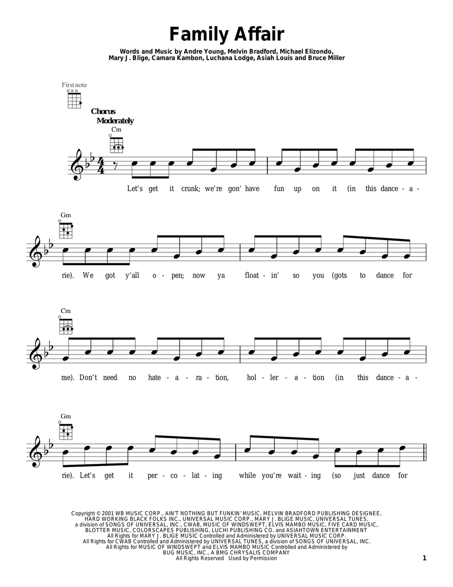 Family Affair Ukulele scores gallery preview page 1