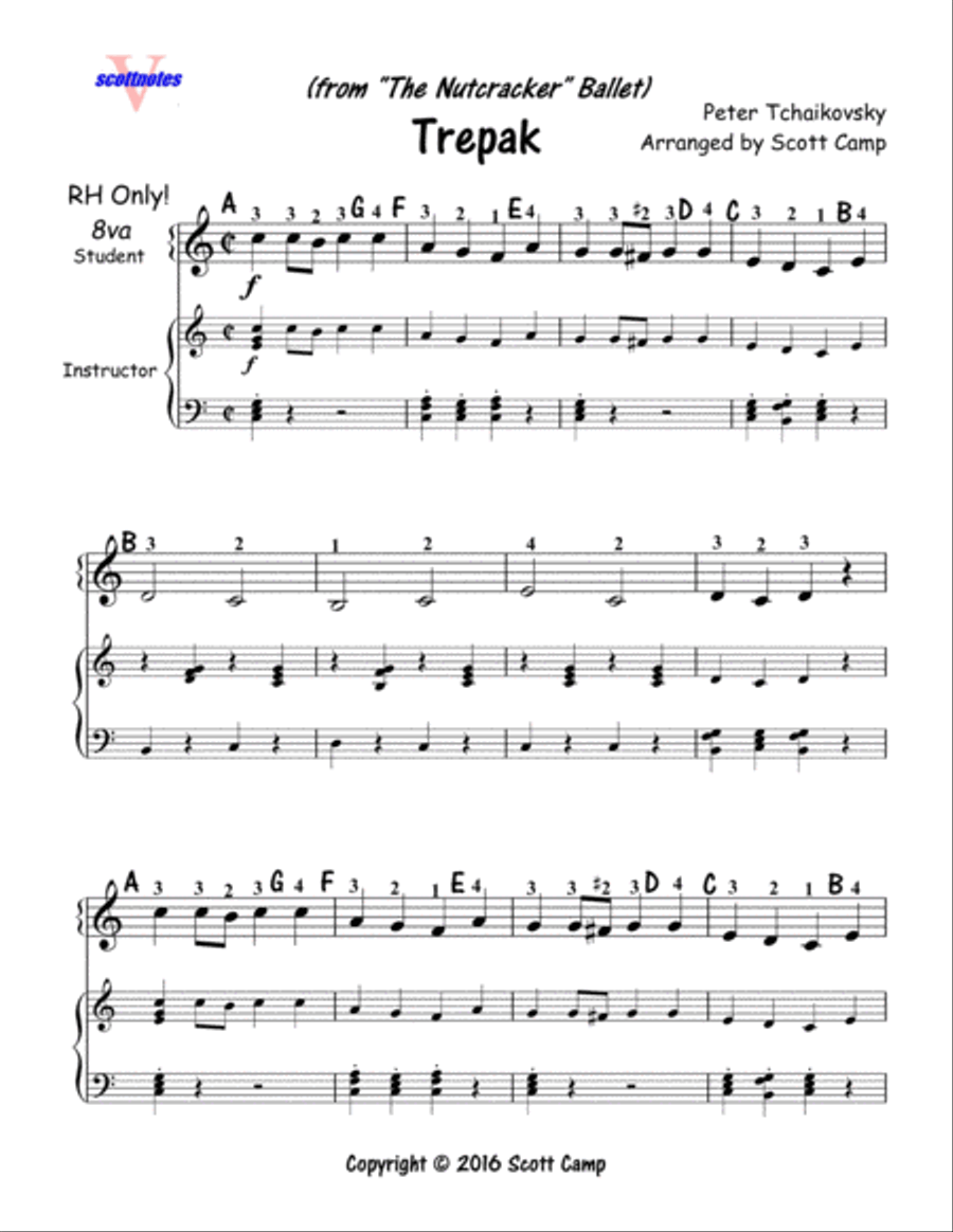 Trepak from the Nutcracker Ballet Suite (First Year Piano Students) Piano Method scores gallery preview page 1
