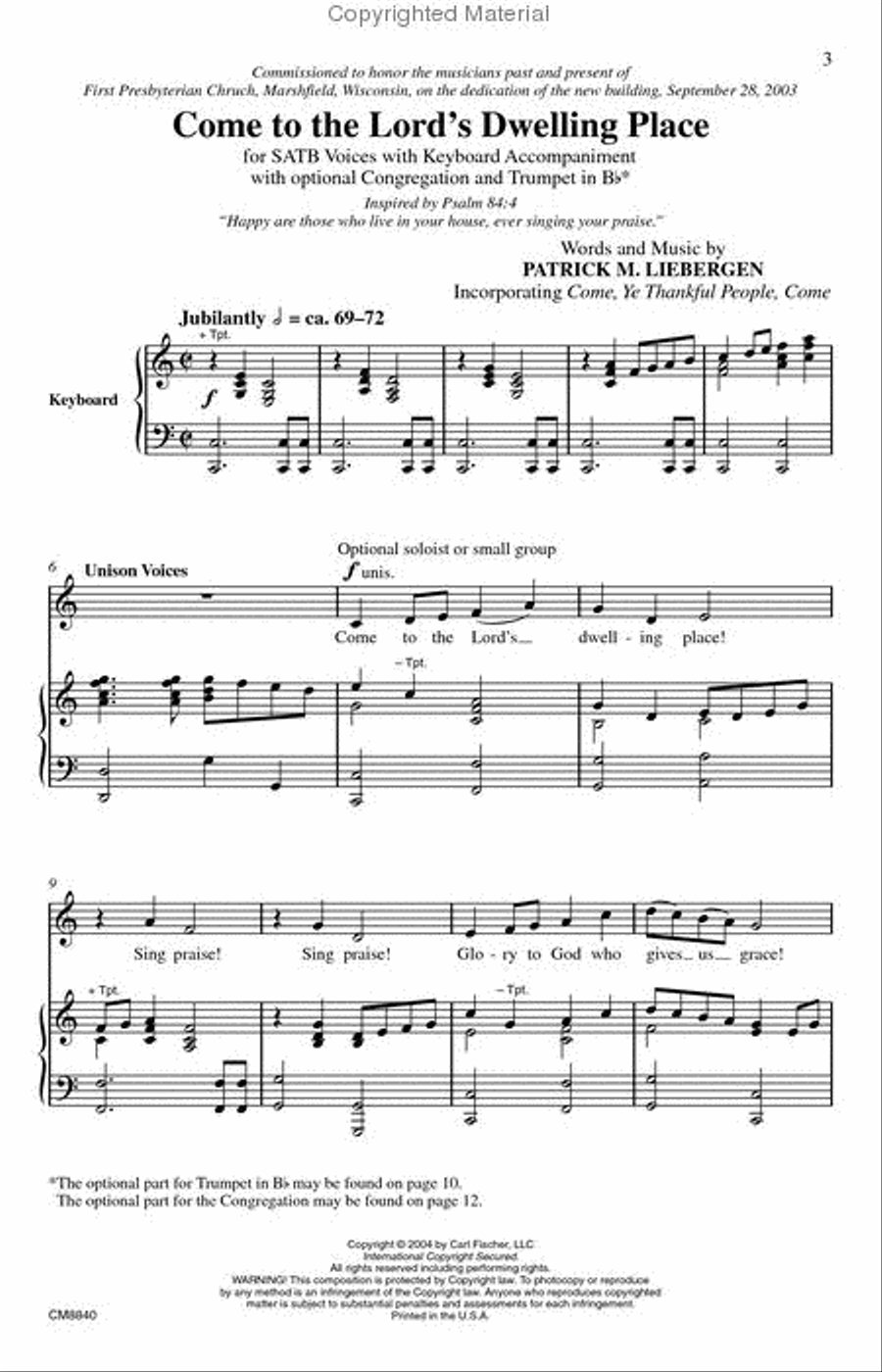 Come To the Lord's Dwelling Place 4-Part scores gallery preview page 2