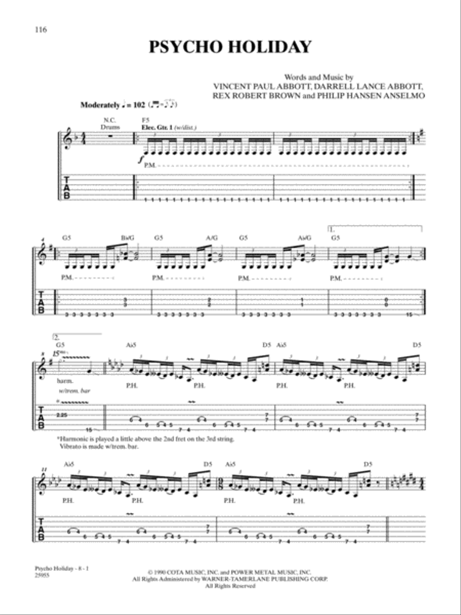 Psycho Holiday Guitar Tablature scores gallery preview page 1