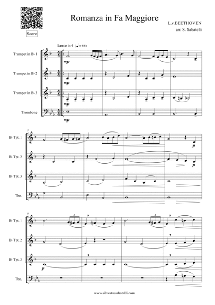 Romance in F major - Romanze in F-Dur Brass Ensemble scores gallery preview page 2