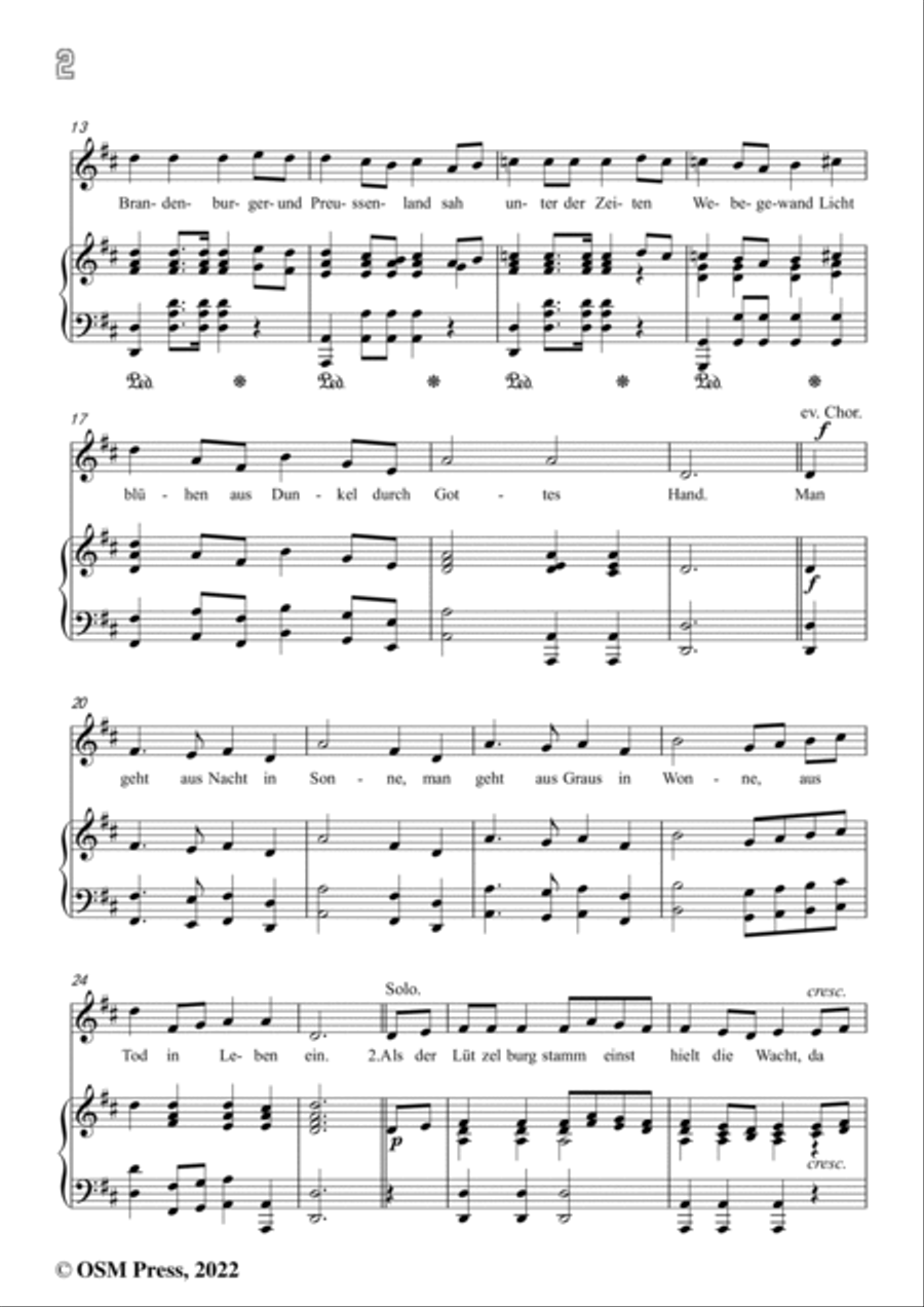 Loewe-Ein Preussenlied,in D Major,for Voice and Piano Voice Solo scores gallery preview page 4