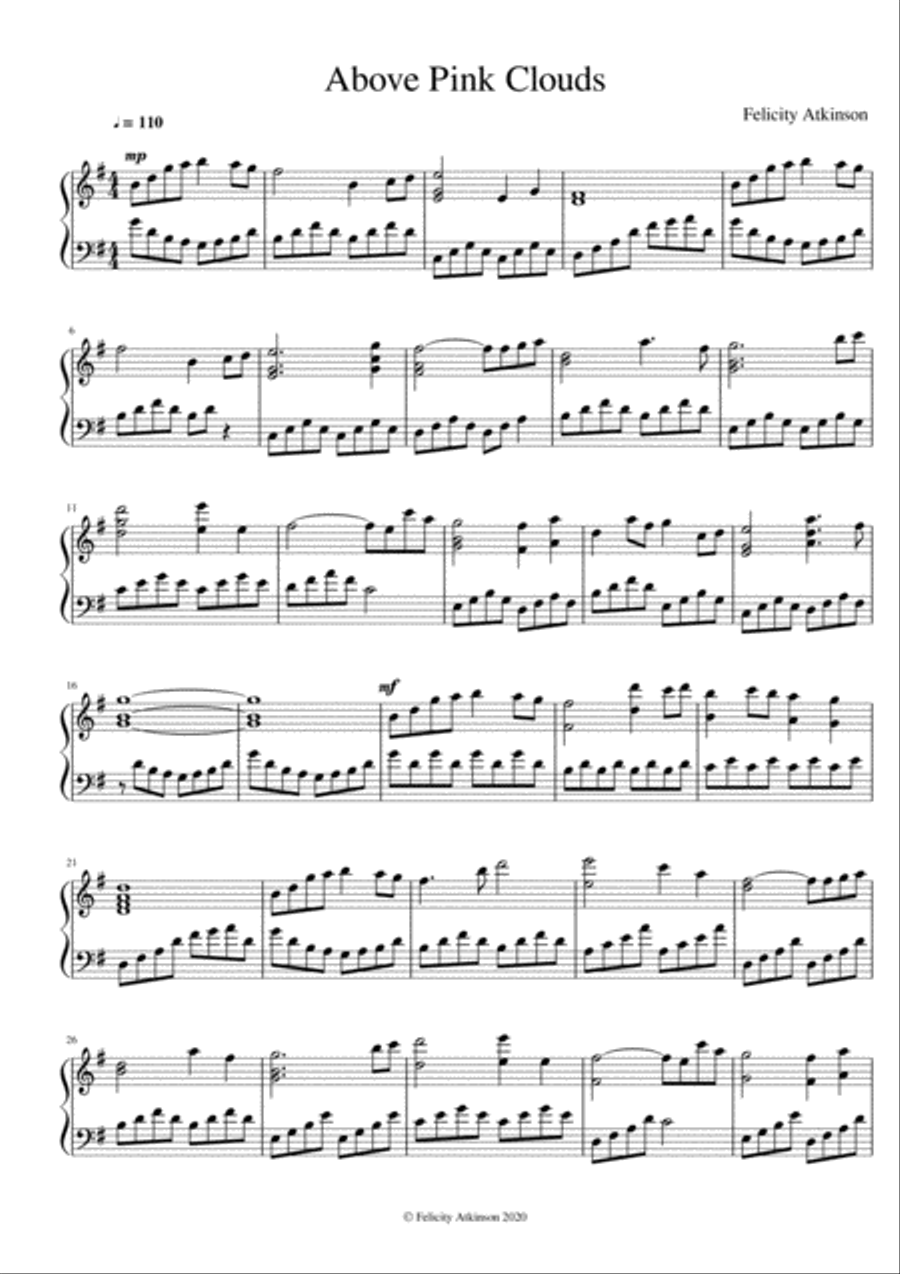Above Pink Clouds Piano Solo scores gallery preview page 1