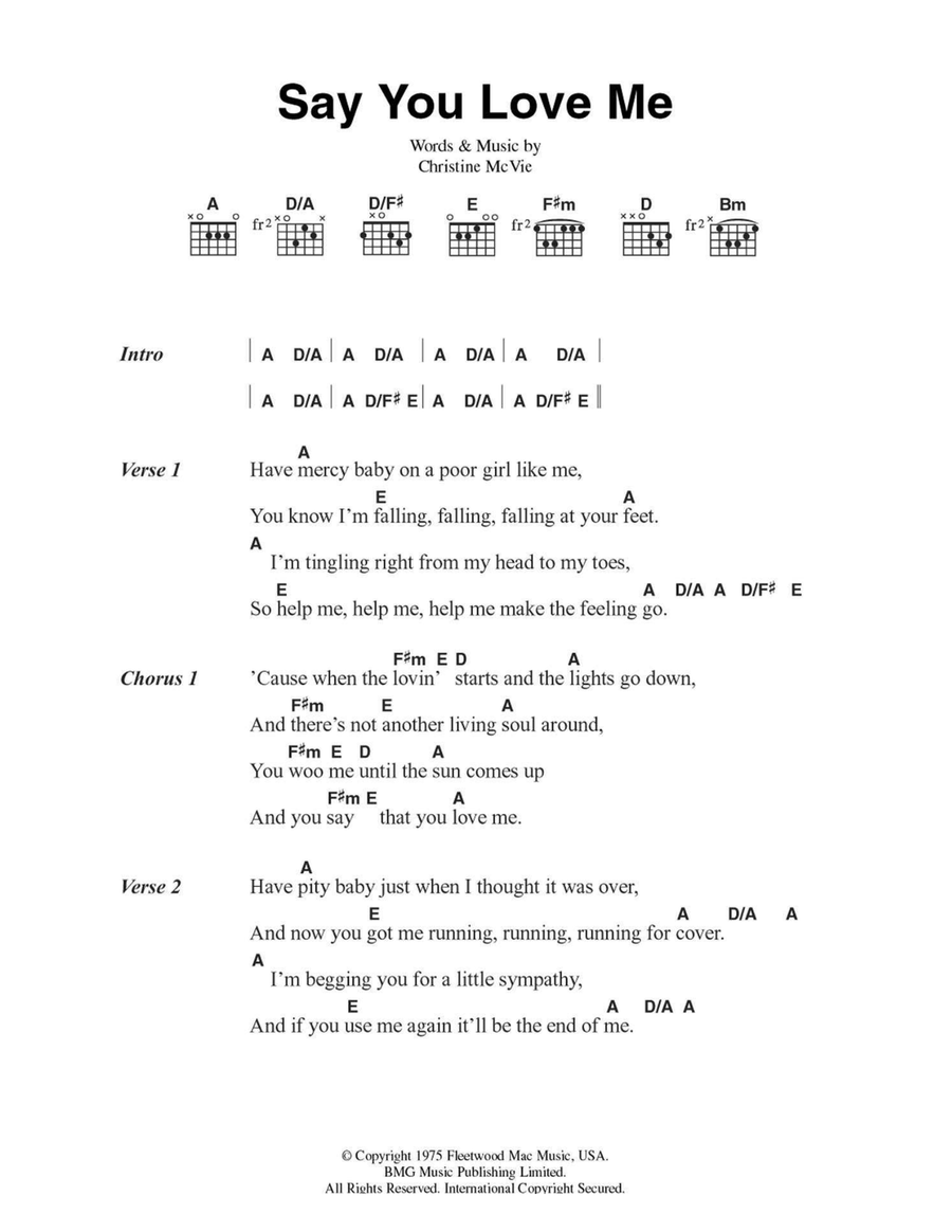 Say You Love Me Easy Guitar scores gallery preview page 1